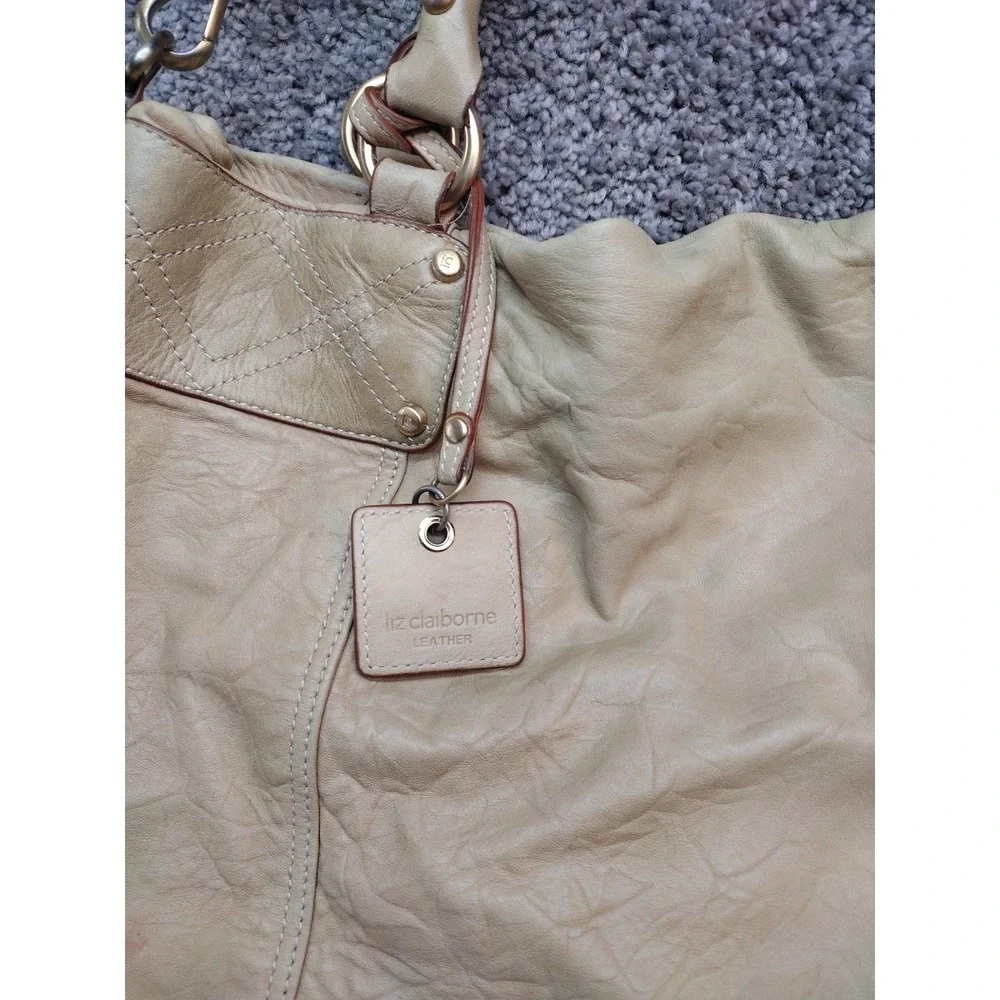 Liz Claiborne Vintage Supple Tan LAMB Leather Hobo Bag double Straps Hang Charm